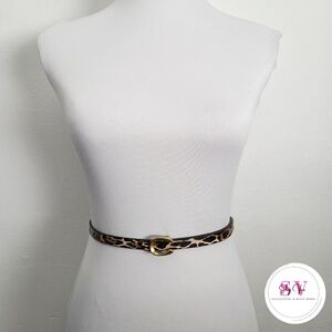 Leopard Print Belt with Gold Buckle